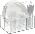 Chivalral Clear Acrylic Utensil Caddy, 4 Compartment Silverware Holder