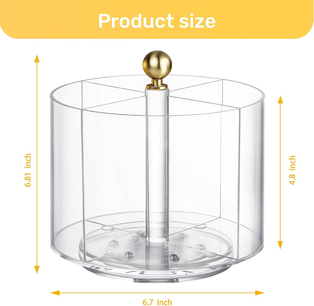 360° Rotating Acrylic Utensil Caddy, Silverware Caddy Countertop, Flatware Cutlery Holder with 4 Compartment
