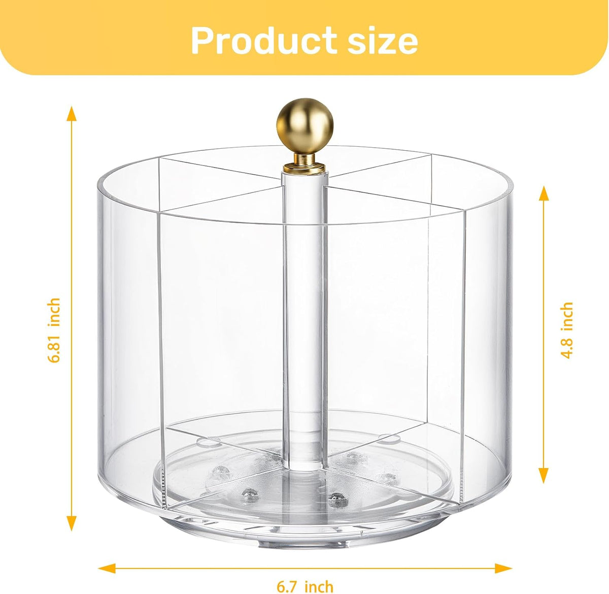 360° Rotating Acrylic Utensil Caddy, Silverware Caddy Countertop, Flatware Cutlery Holder with 4 Compartment