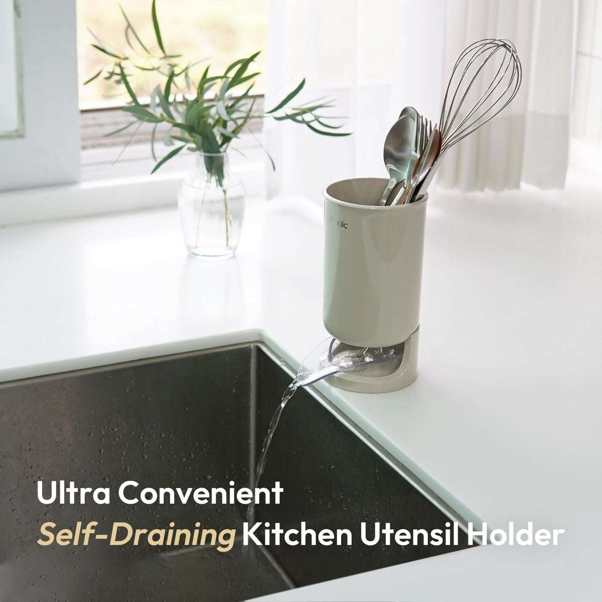 carrotez Self-Draining Utensil Drying Holder - Beige