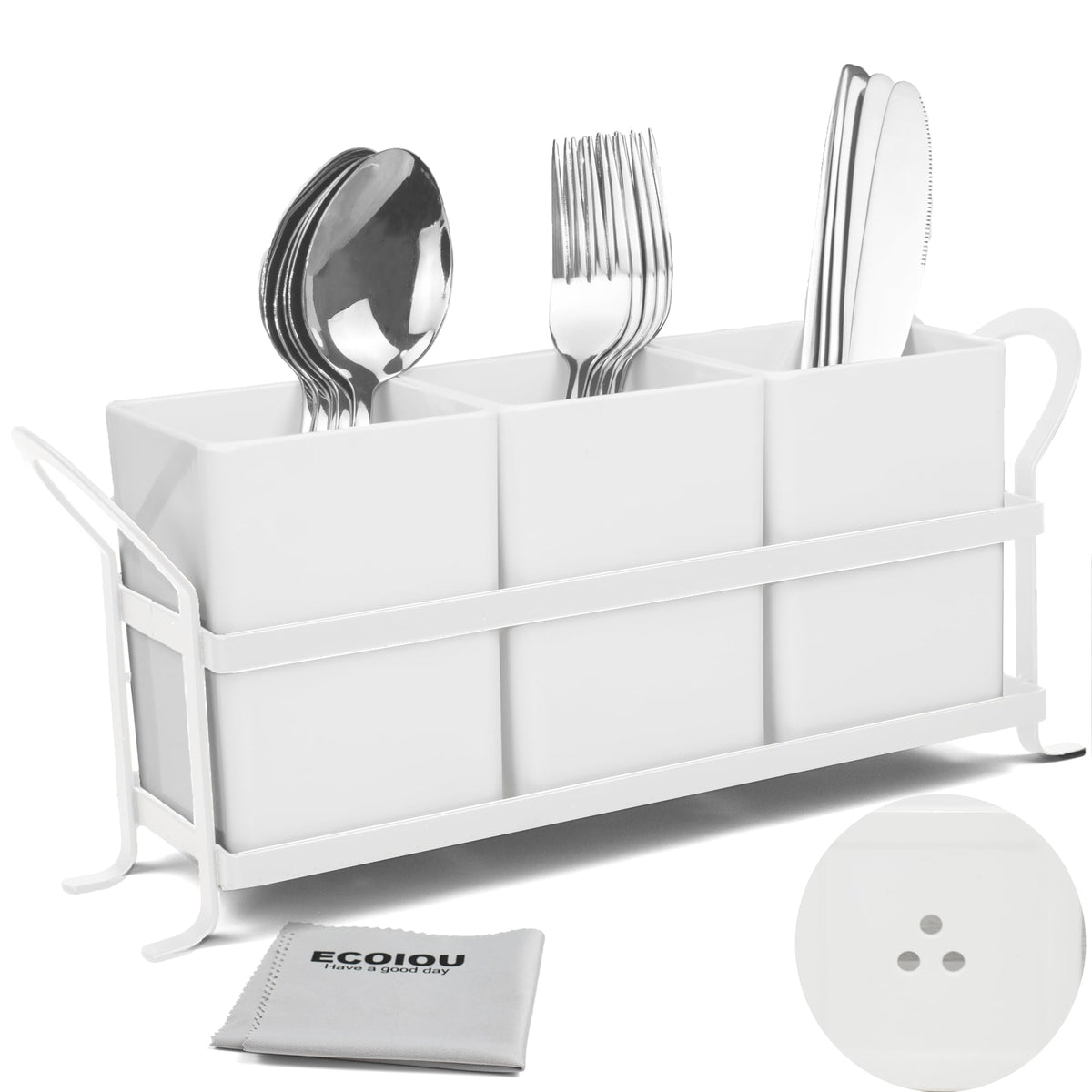 ECOIOU Cutlery Holder with Drain Holes, Dishwasher Safe