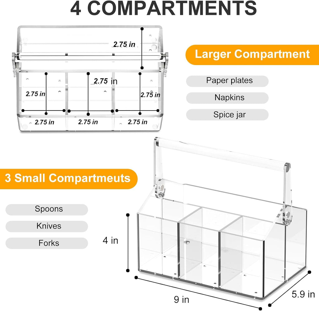 Acrylic Utensil Caddy.Silverware Organizer For Picnic Party
