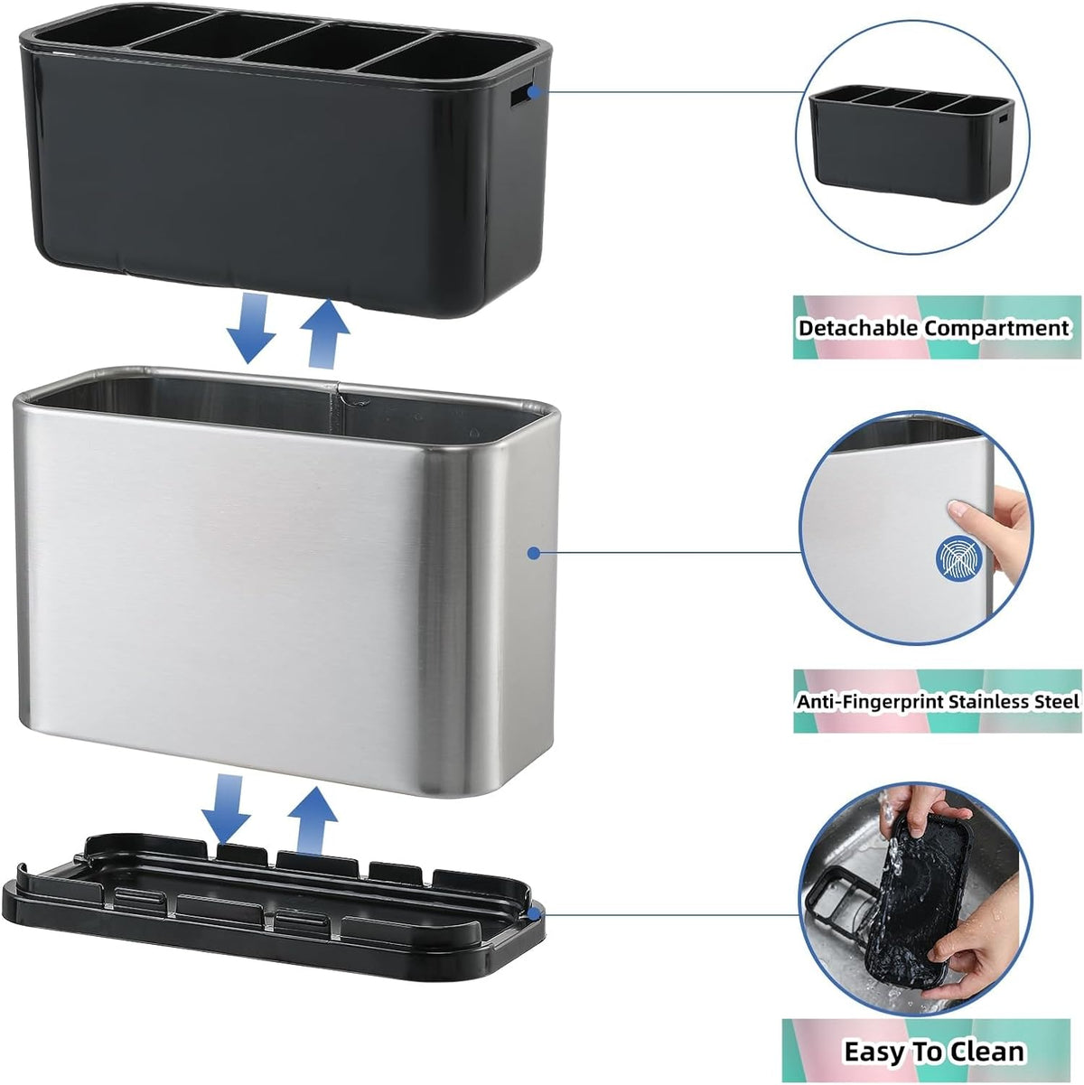 LIBODOUR Utensil Holder,Kitchen Silverware Holder for Countertop