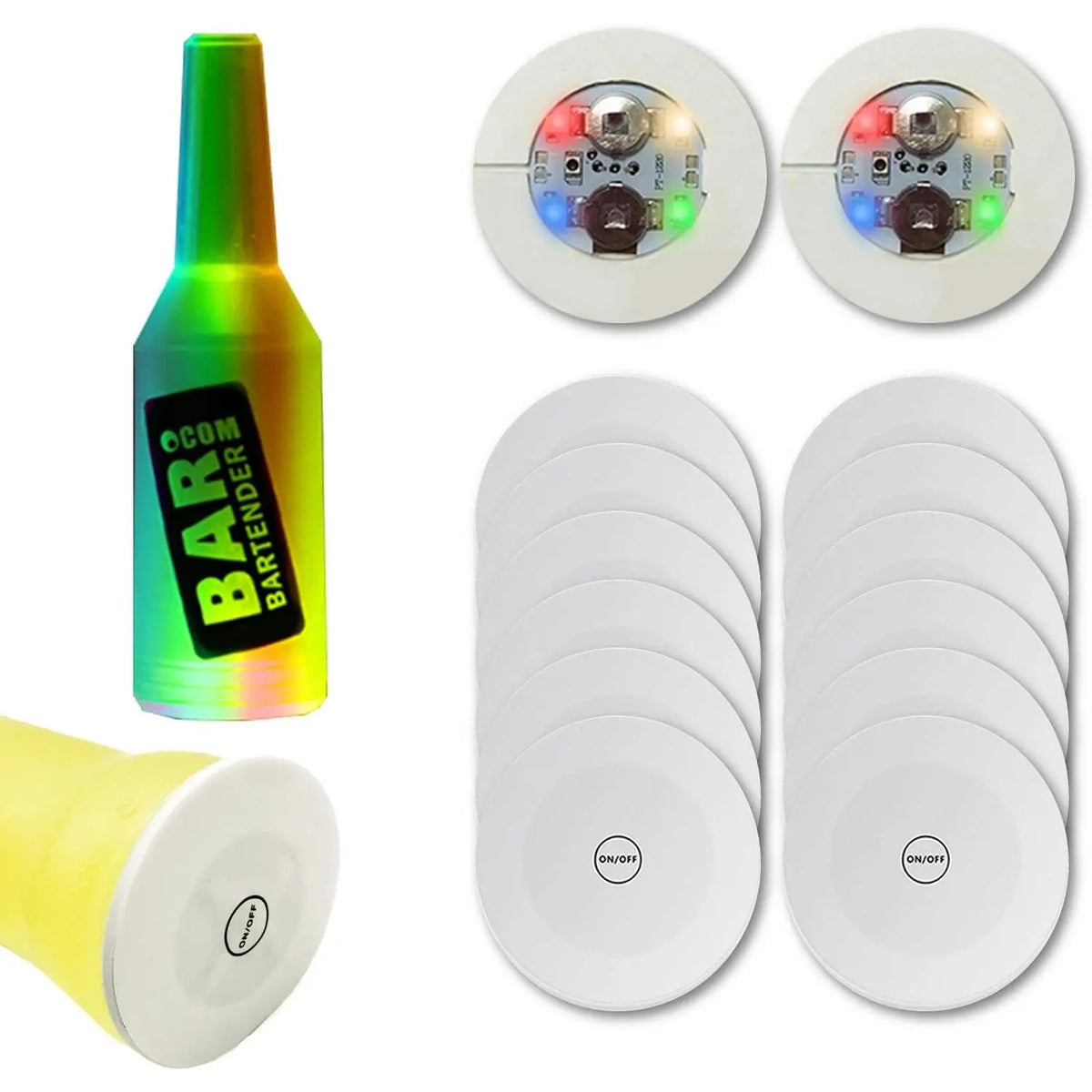 12 count LED Coaster, LED Sticker Lights, LED Bottle Lights Cup Holder Lights for   Bottle, Bottle Sparklers for Champagne, Party, Bar, Cold White