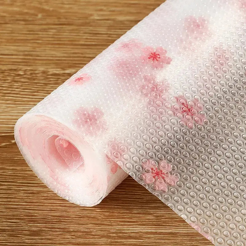 Eva Plastic Kitchen Cabinet Liner Roll, Non-Stick Waterproof Oil-Proof, Sakura Pattern Design, Easy Clean Durable Storage Pad (45 x 150cm)
