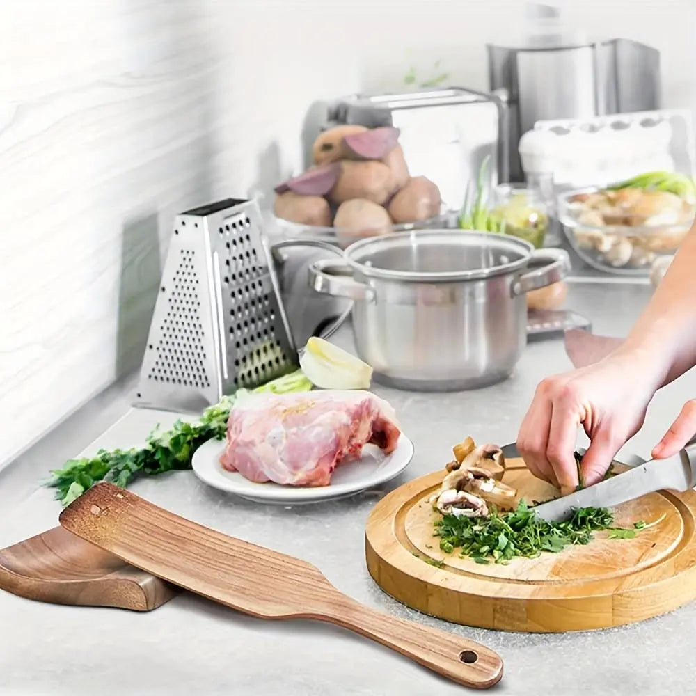 Solid Plain Wooden Spoon Holder (1 Pack) - Kitchen Organization Essential for Home Cooks, Multiple Slots for Utensils, Spatulas, Tongs, Fits Stovetop or Countertop, Kitchen Cutlery & Tableware Rest