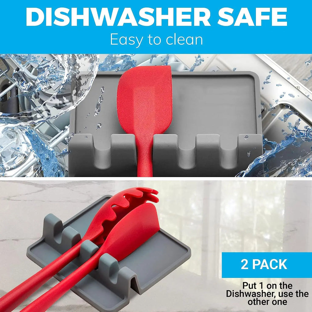 Silicone Kitchen Utensil Holder with Draining Tray, Heat Resistant, BPA-Free, Ideal for Spatulas, Tongs, Long BBQ Tools, Kitchenware
