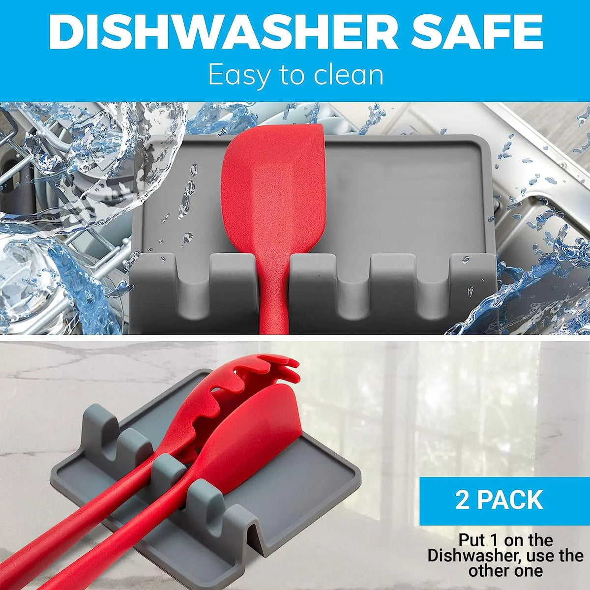 Silicone Kitchen Utensil Holder with Draining Tray, Heat Resistant, BPA-Free, Ideal for Spatulas, Tongs, Long BBQ Tools, Kitchenware