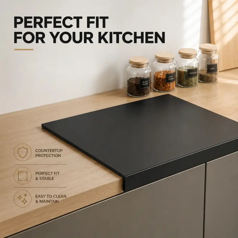 Black Thickened Acrylic Countertop Protector Mat With Raised Water Dam Edge, Waterproof & Scratch Resistant, Specially Designed For Kitchen Worktop Protection, Perfect Fit For Your Kitchen