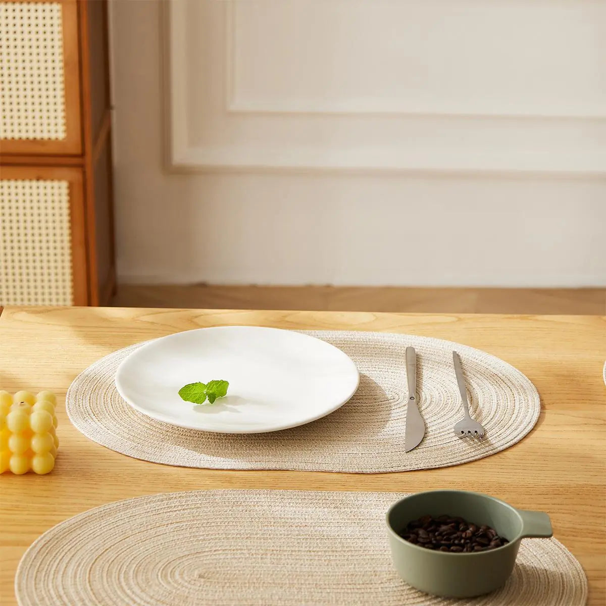 Oval Shaped Boho Style Kitchen Decorative Placemat, 4 Counts Washable Heat Resistant Placemat, Table Placemats for Home Kitchen Dining Room