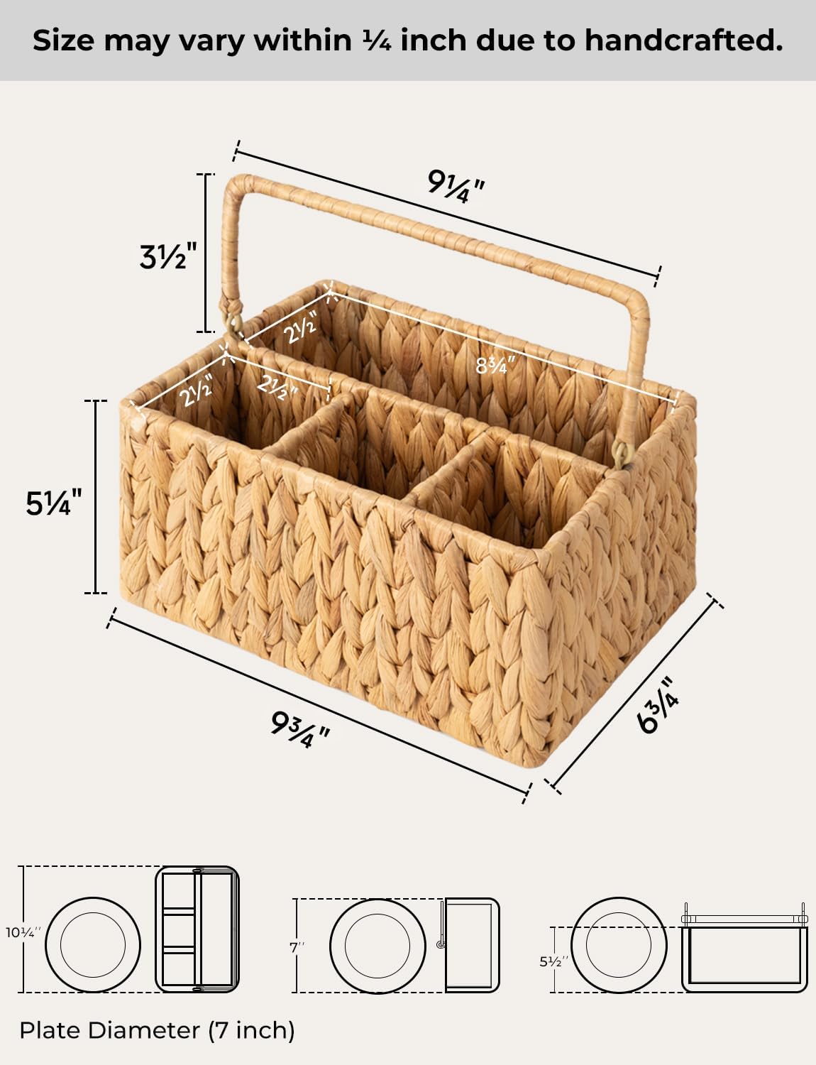 StorageWorks Wicker Silverware Caddy for Party, Rattan Utensil Holder