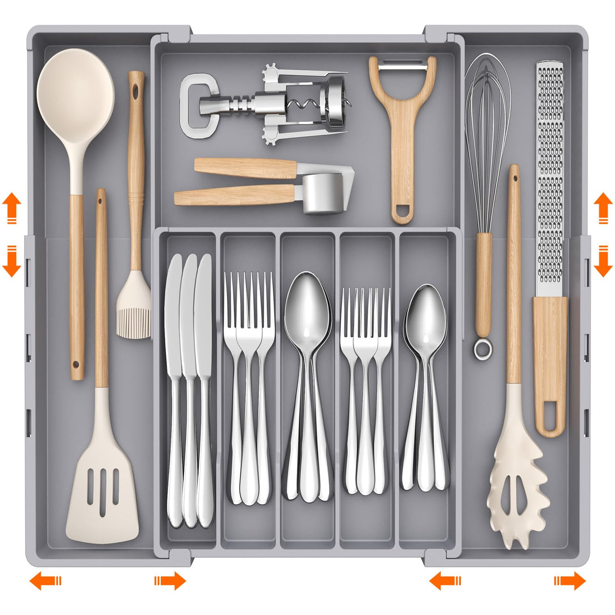 Lifewit Expandable Silverware Drawer Organizer, Utensil Tray for Kitchen