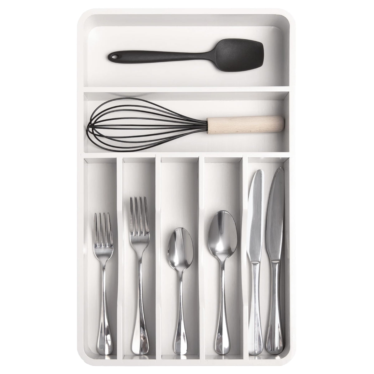 KitchenEdge Silverware & Utensil Organizer, Fixed 10.5 in, Acacia