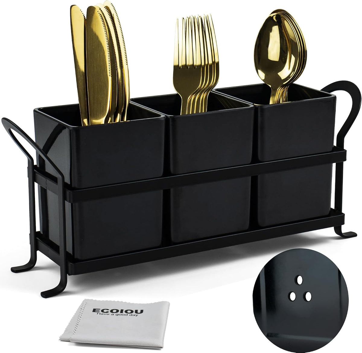 ECOIOU Cutlery Holder with Drain Holes, Dishwasher Safe