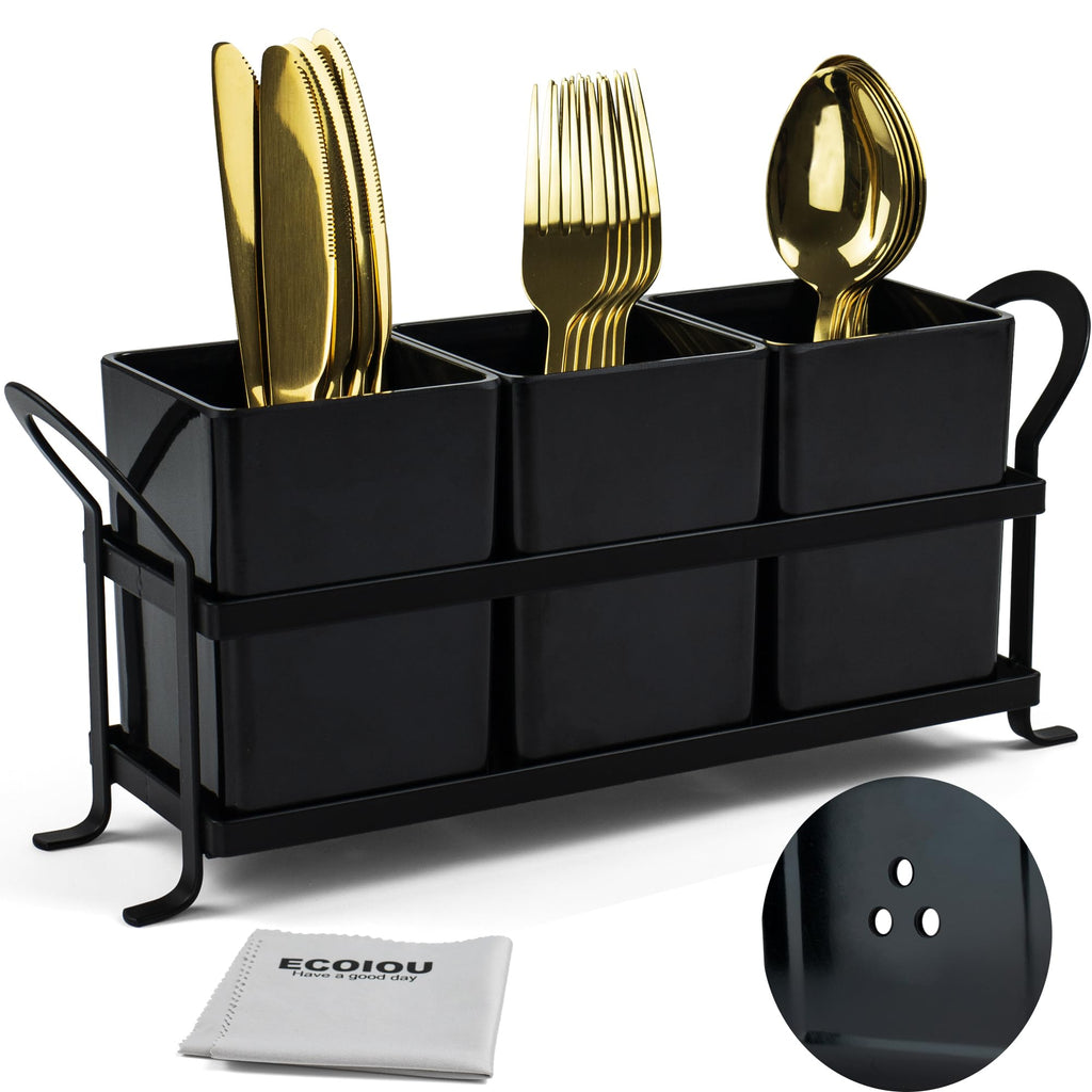 ECOIOU Cutlery Holder with Drain Holes, Dishwasher Safe