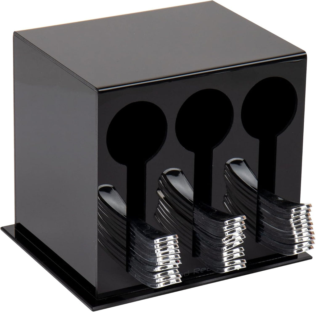 Mind Reader Utensil Dispenser, Silverware Organizer, Plastic Fork and Spoon Dispenser, Kitchen, Black