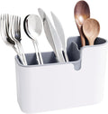 Amazon Basics Countertop & Wall Organization for Utensils, Space-Saving, Divided Compartments, White & Grey