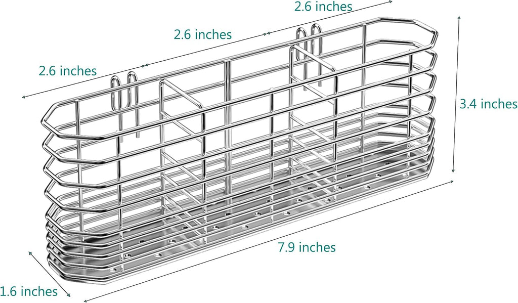 NiuYichee 304 Stainless Steel Utensil Holder, Dish Drying Rack, kitchen Utensil Organizer, Knife and Fork Drainage Rack, Kitchen Drainage Basket Accessories, With Hooks, Rust Proof, Color-Silver