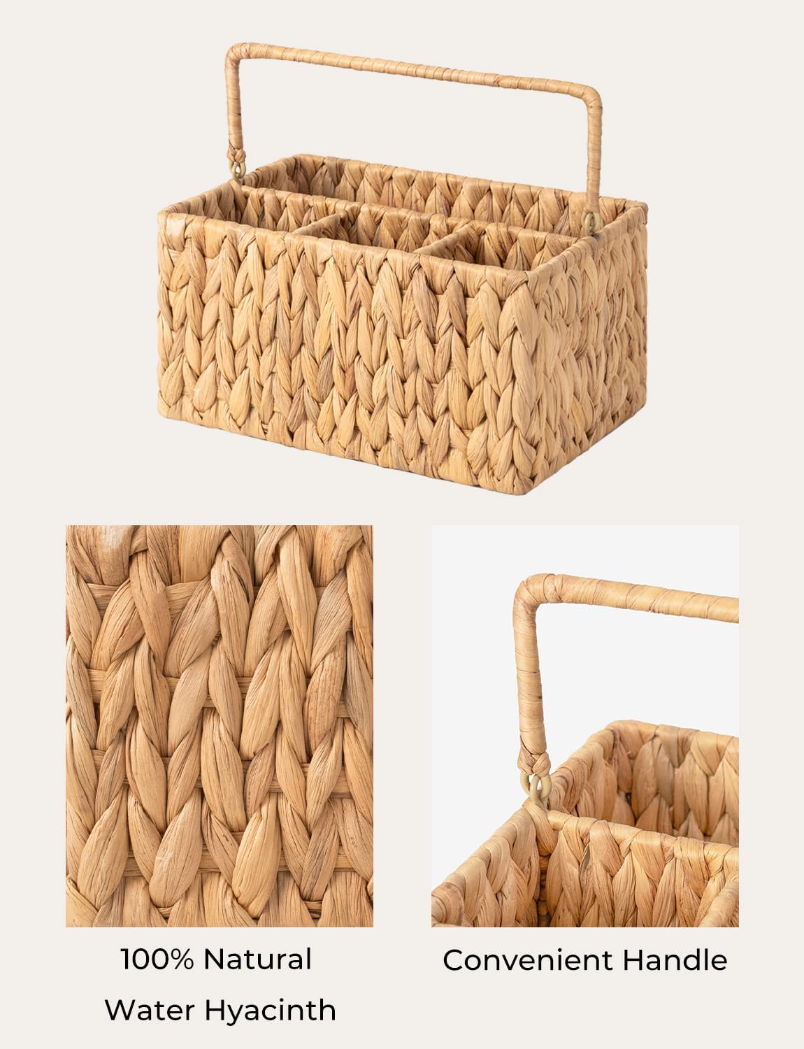 StorageWorks Wicker Silverware Caddy for Party, Rattan Utensil Holder