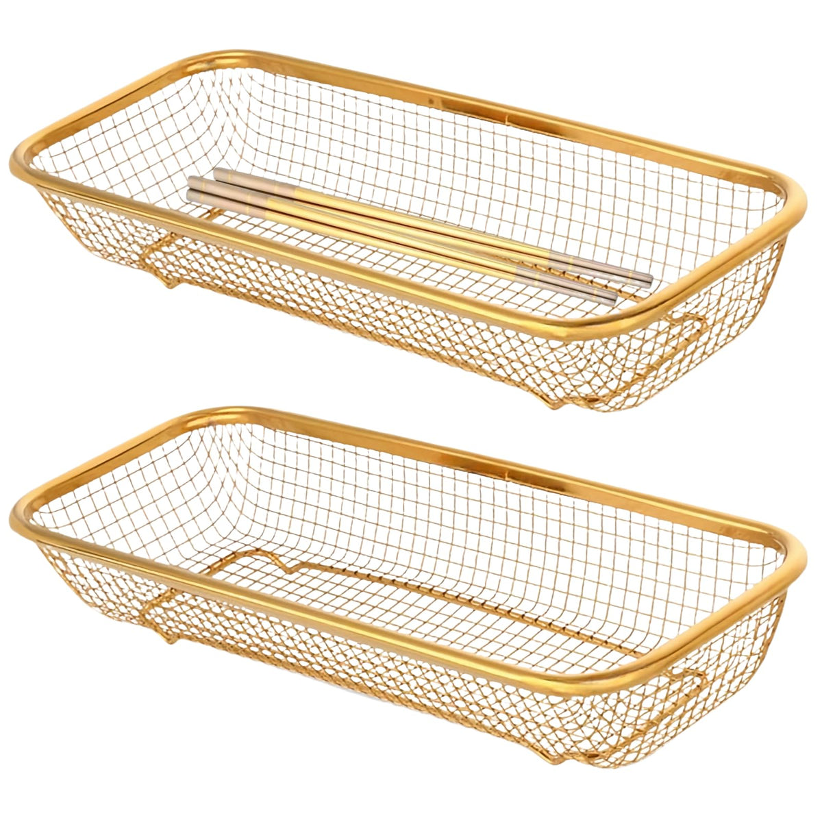 4-Pack Gold Flatware Organizer - Sturdy Mesh Design, Dishwasher-Safe & Easy-Clean Utensil Holder, Silverware Container Drawer Storage