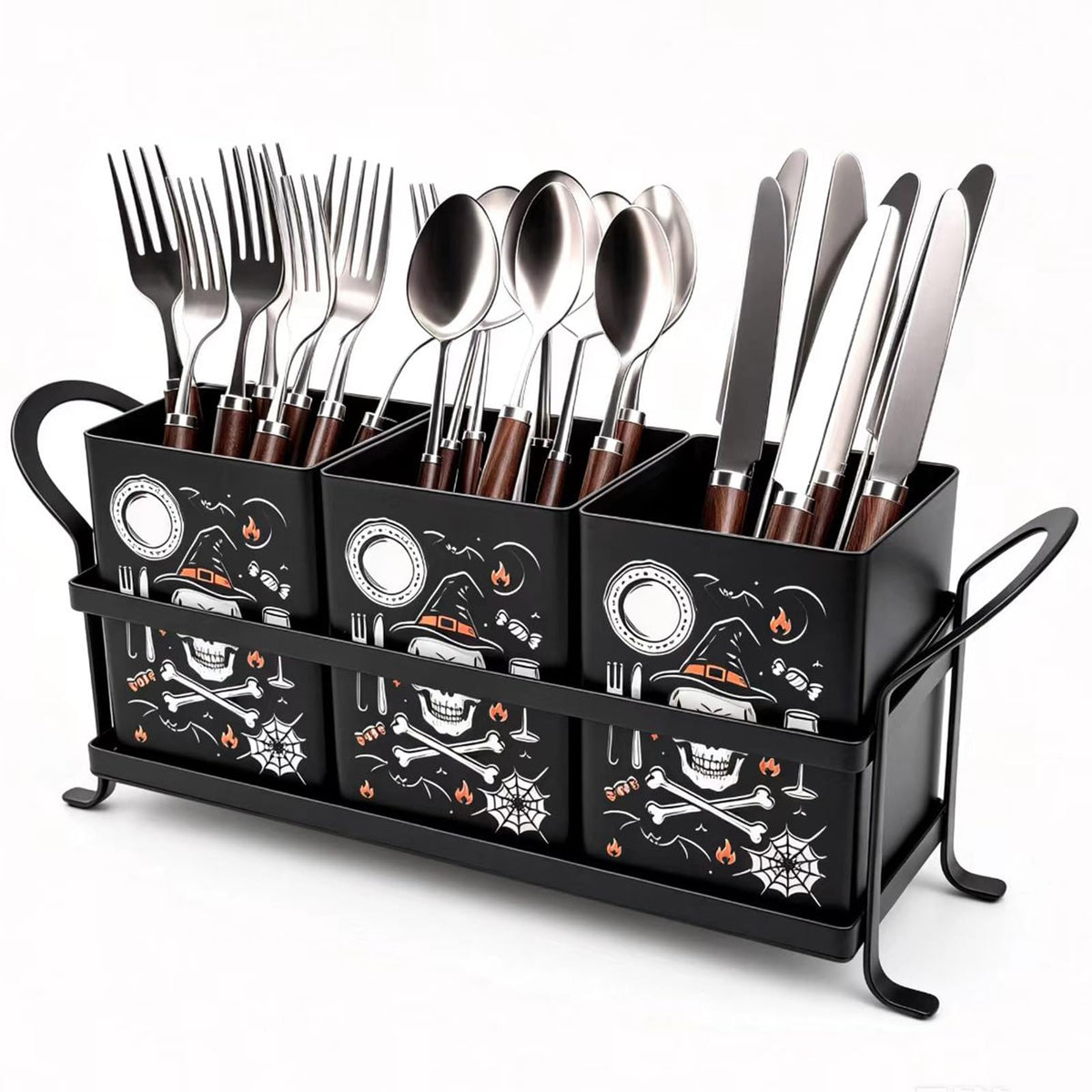 White Kitchen Utensil Holder - Chic Silverware Holder for Party, Compact and Versatile Utensil Caddy, Ideal for Countertop and Party Use