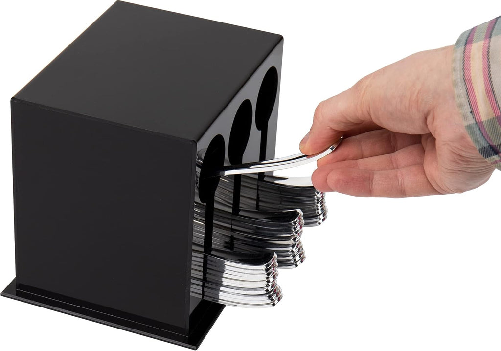 Mind Reader Utensil Dispenser, Silverware Organizer, Plastic Fork and Spoon Dispenser, Kitchen, Black