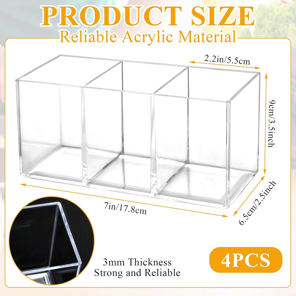 4Pack Acrylic Cutlery Storage Organizer, Transparent Plastic Silverware Utensil Holder Cutlery Spoon and Fork Holder Caddy for Party Kitchen Countertop Organization Knife Tableware