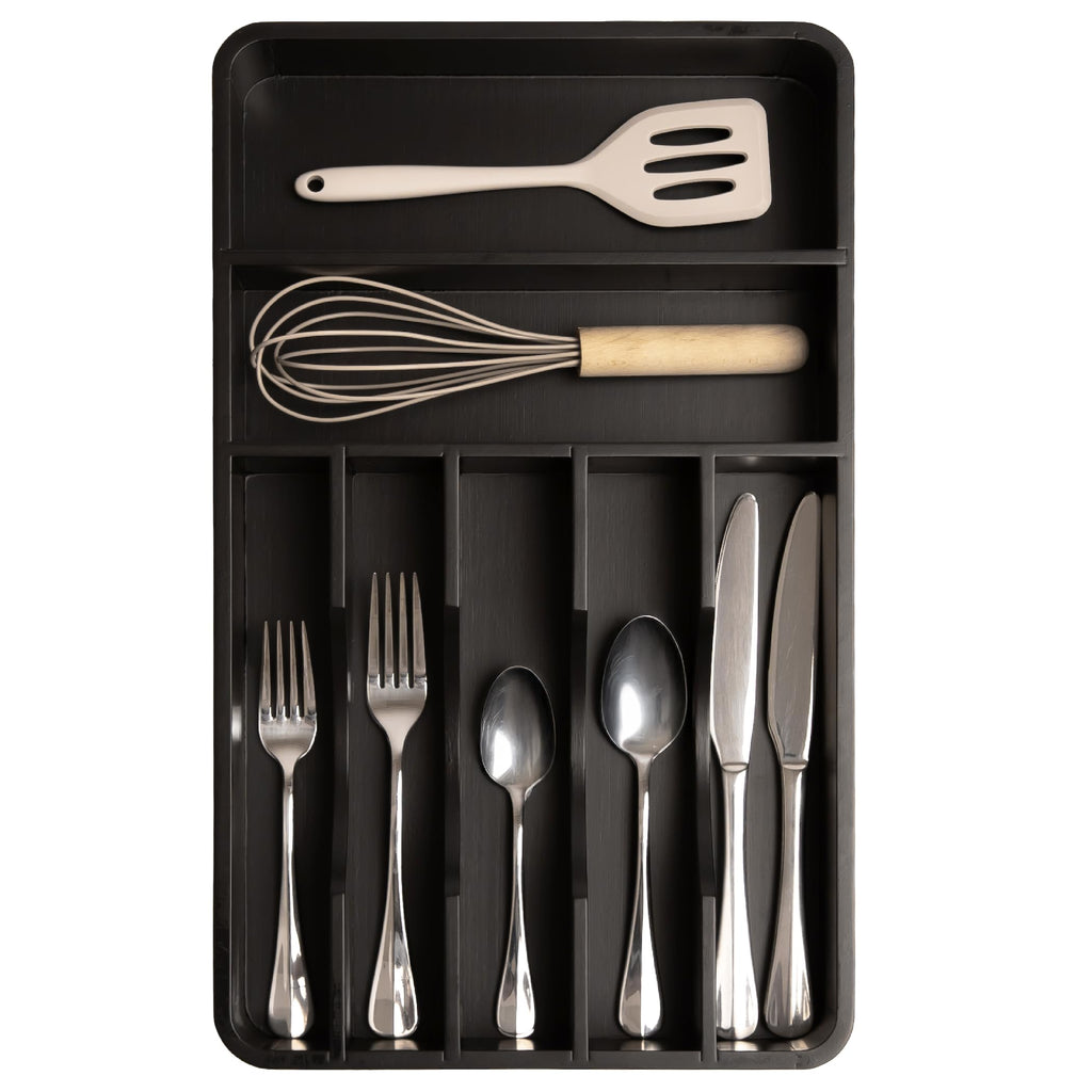 KitchenEdge Silverware & Utensil Organizer, Fixed 10.5 in, Acacia