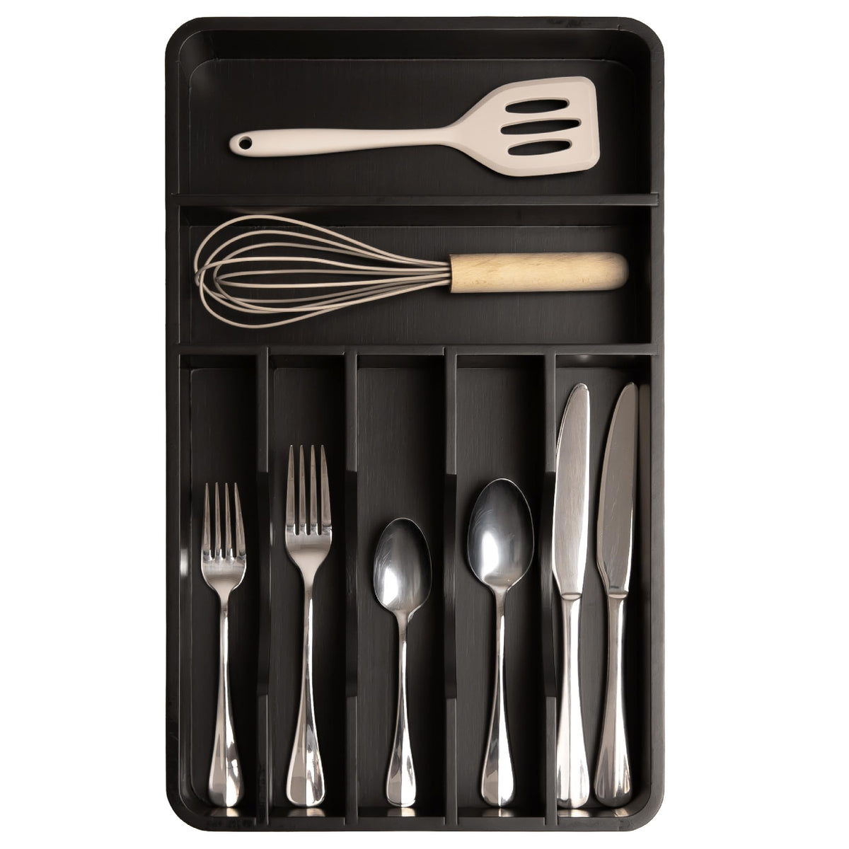 KitchenEdge Silverware & Utensil Organizer, Fixed 10.5 in, Acacia