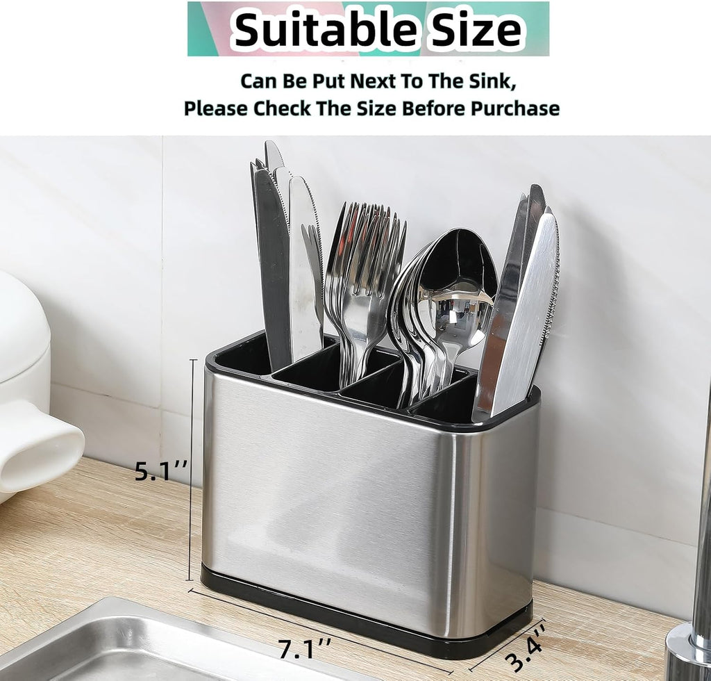 LIBODOUR Utensil Holder,Kitchen Silverware Holder for Countertop