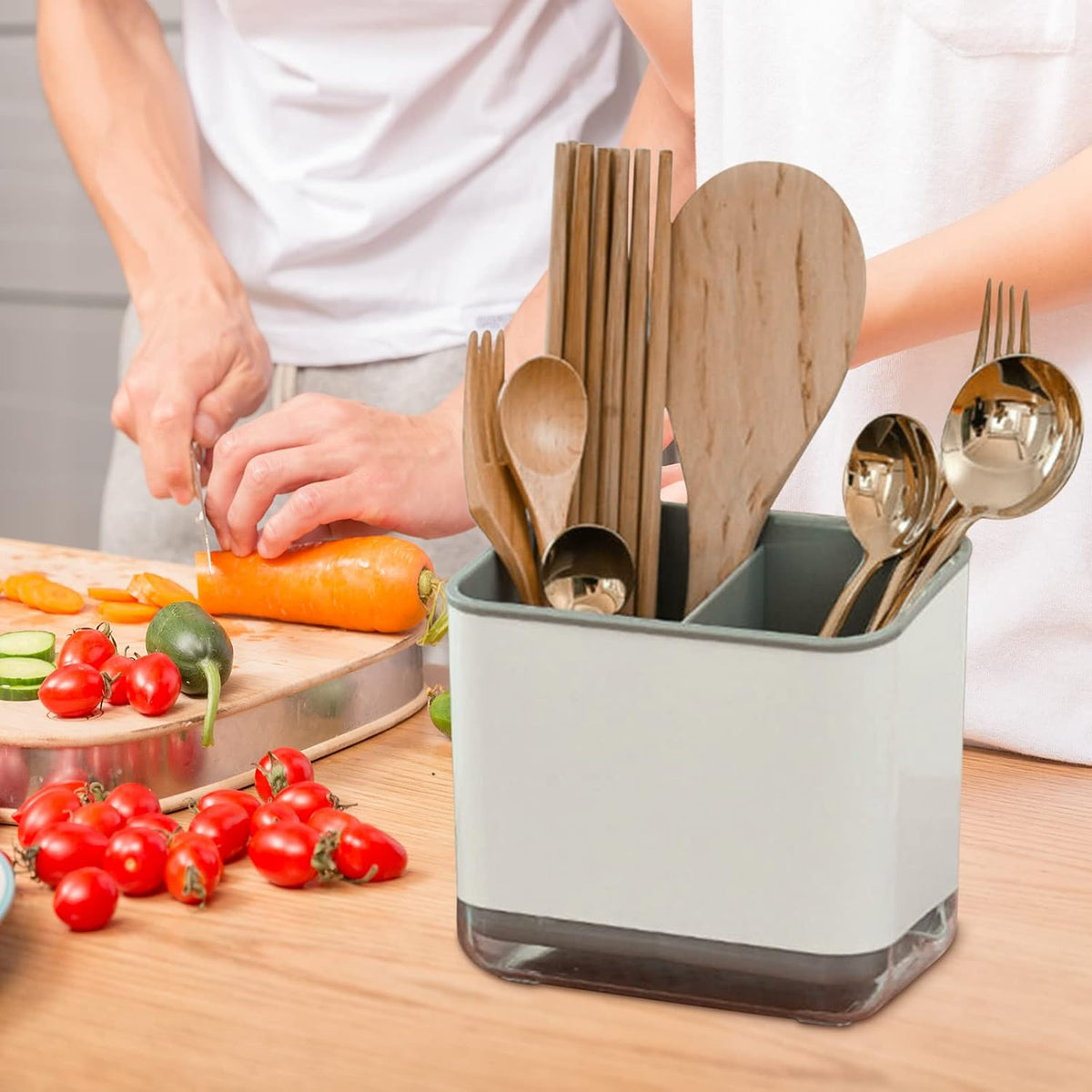 Utensil Holder Cutlery Drainer Sink Caddy, Chopsticks Holder, Grey