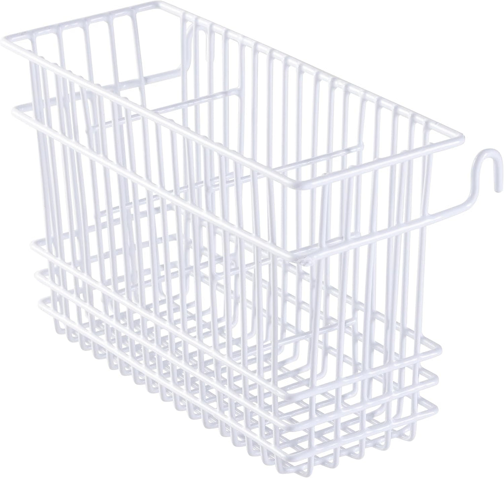 Kitchen Details Cutlery Basket | Hanging | Attach to Standard Dish Drying Rack | Utensil Caddy | Vinyl Coated | 3 Compartment | White
