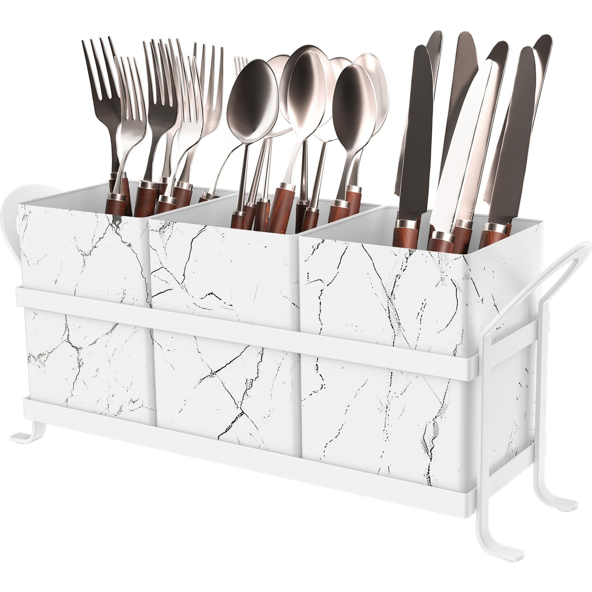 White Kitchen Utensil Holder - Chic Silverware Holder for Party, Compact and Versatile Utensil Caddy, Ideal for Countertop and Party Use