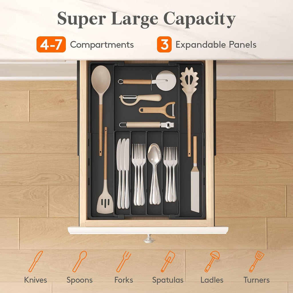 Lifewit Expandable Silverware Drawer Organizer, Utensil Tray for Kitchen