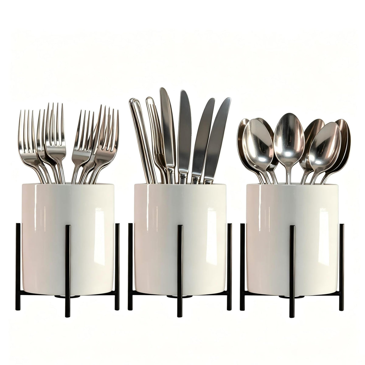Silverware Holder,Kitchen Utensil Holder,Flatware Organizers With Metal Frame, Mesh Flatware Holder Organizer Perfect for Home, Kitchen, Countertop, Party, Camping, Outdoor and Restaurant
