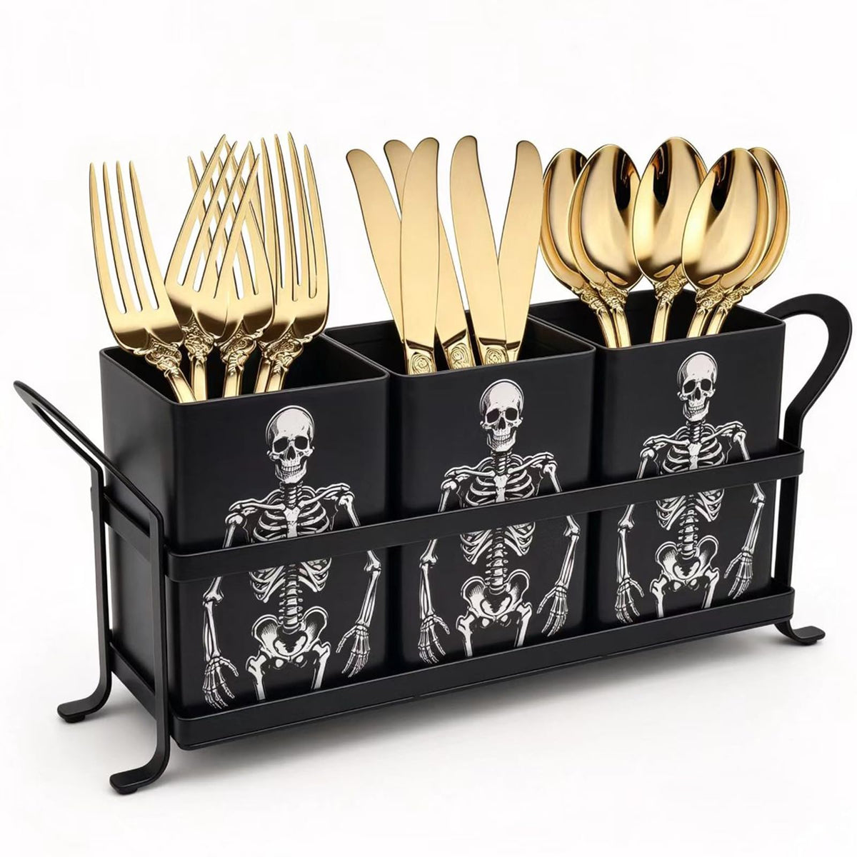 NelyBet Flatware, Cutlery,Kitchen Utensil & Silverware Caddy Organizer Bin Holder for Forks, Spoons, Knives - Perfect for Kitchen Countertop- Black
