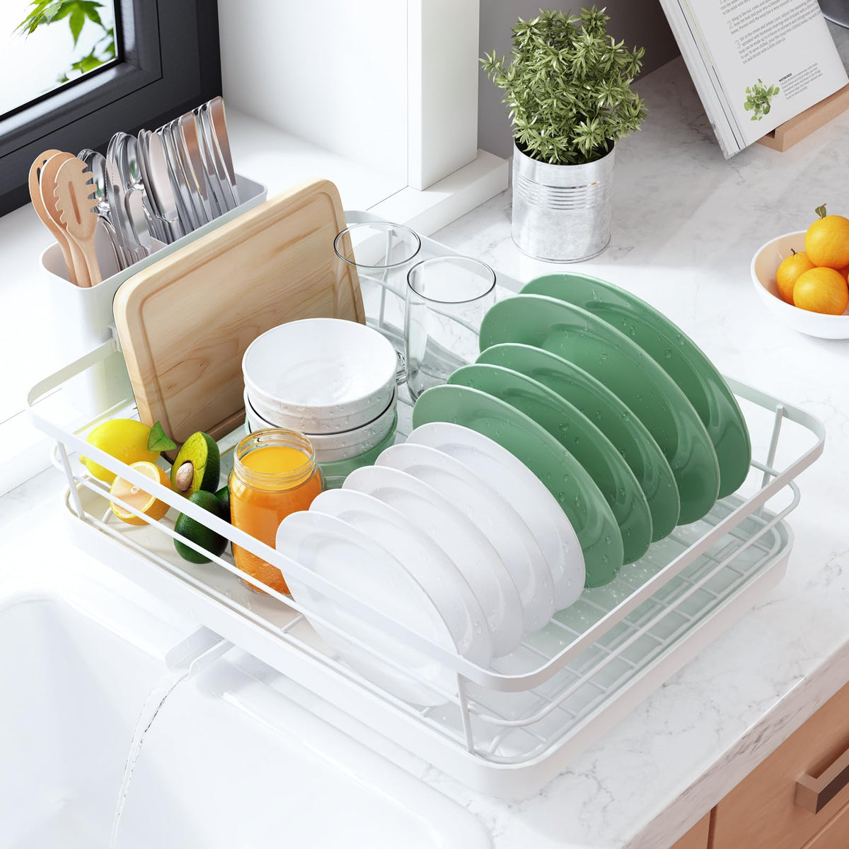 Kitsure Dish Drying Rack for Kitchen Counter, 12''W x 15.5''L, Black