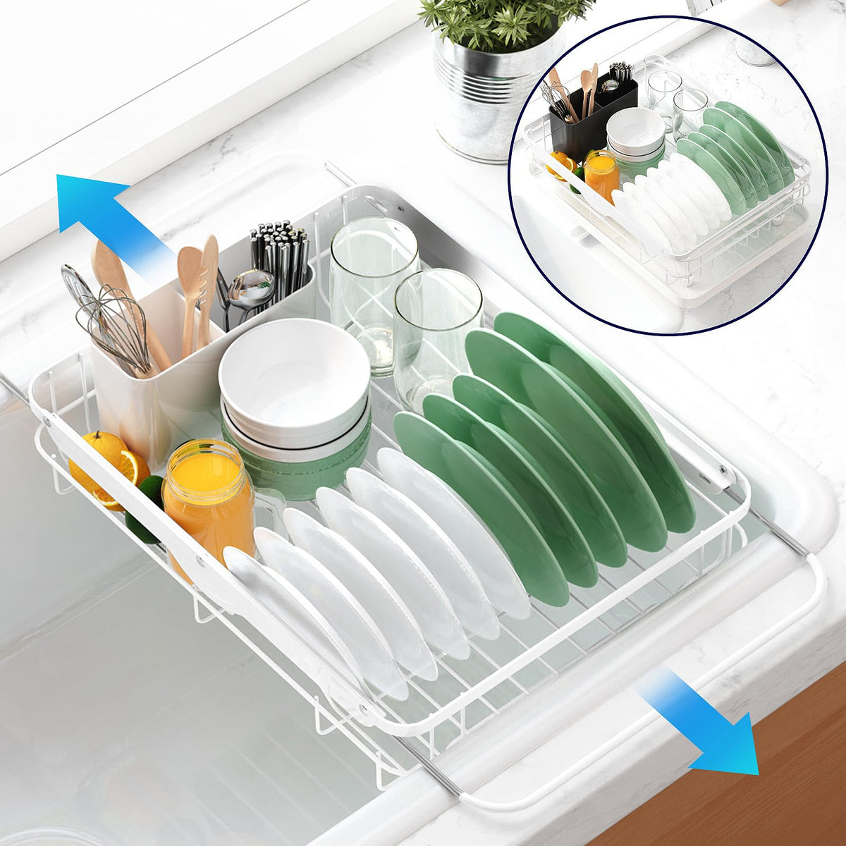 Kitsure Dish Drying Rack for Kitchen Counter, 12''W x 15.5''L, Black
