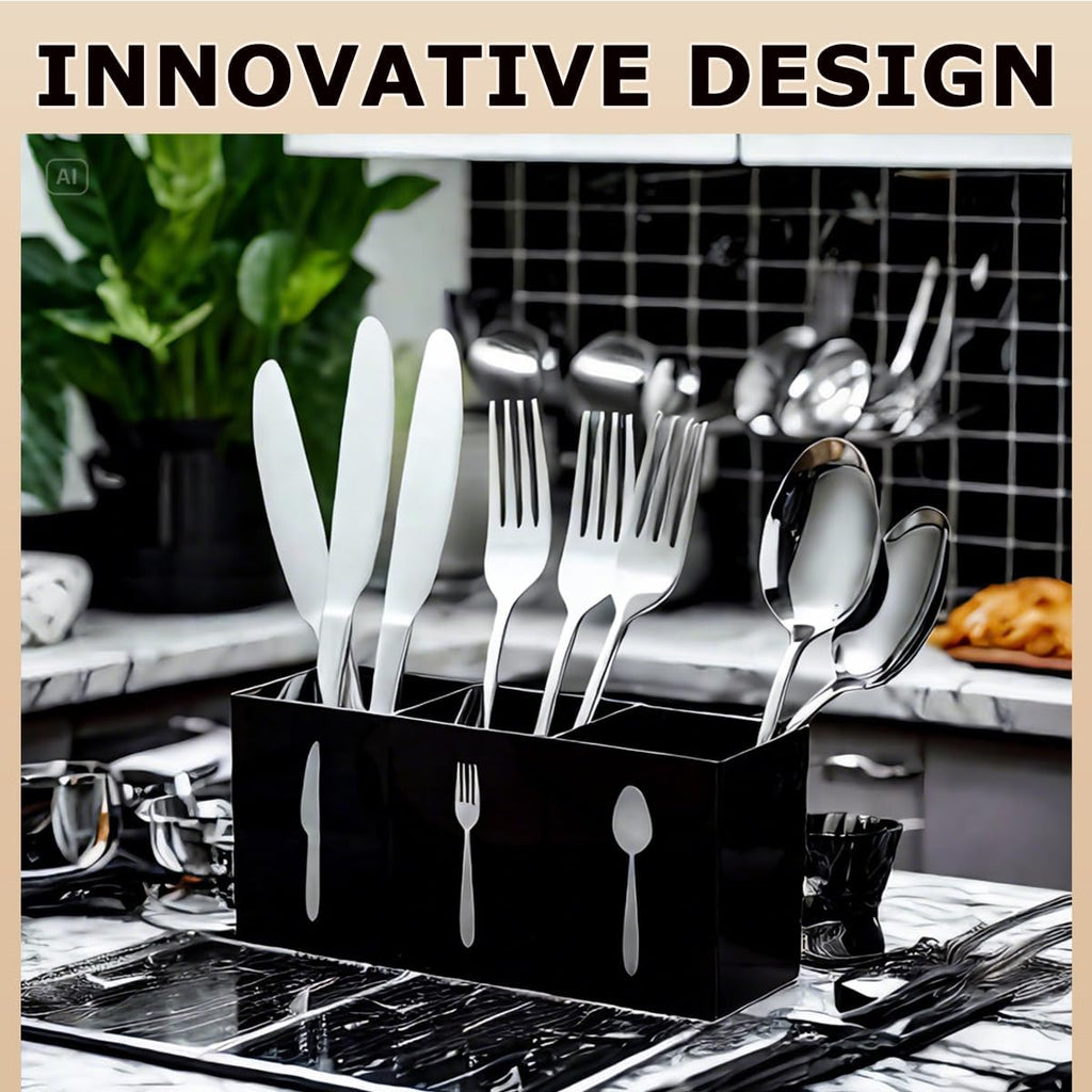 Silverware Holder for Party,Spoon and Fork Organizer(Black)