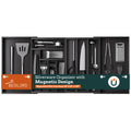 Silverware Organizer Large, Magnetic Connected Expandable 13 Slots Silverware Drawer Organizer From 21 to 37.4 Inches, Adjustable Flatware and Cutlery Holder, Bamboo Utensil Tray for Kitchen Natural
