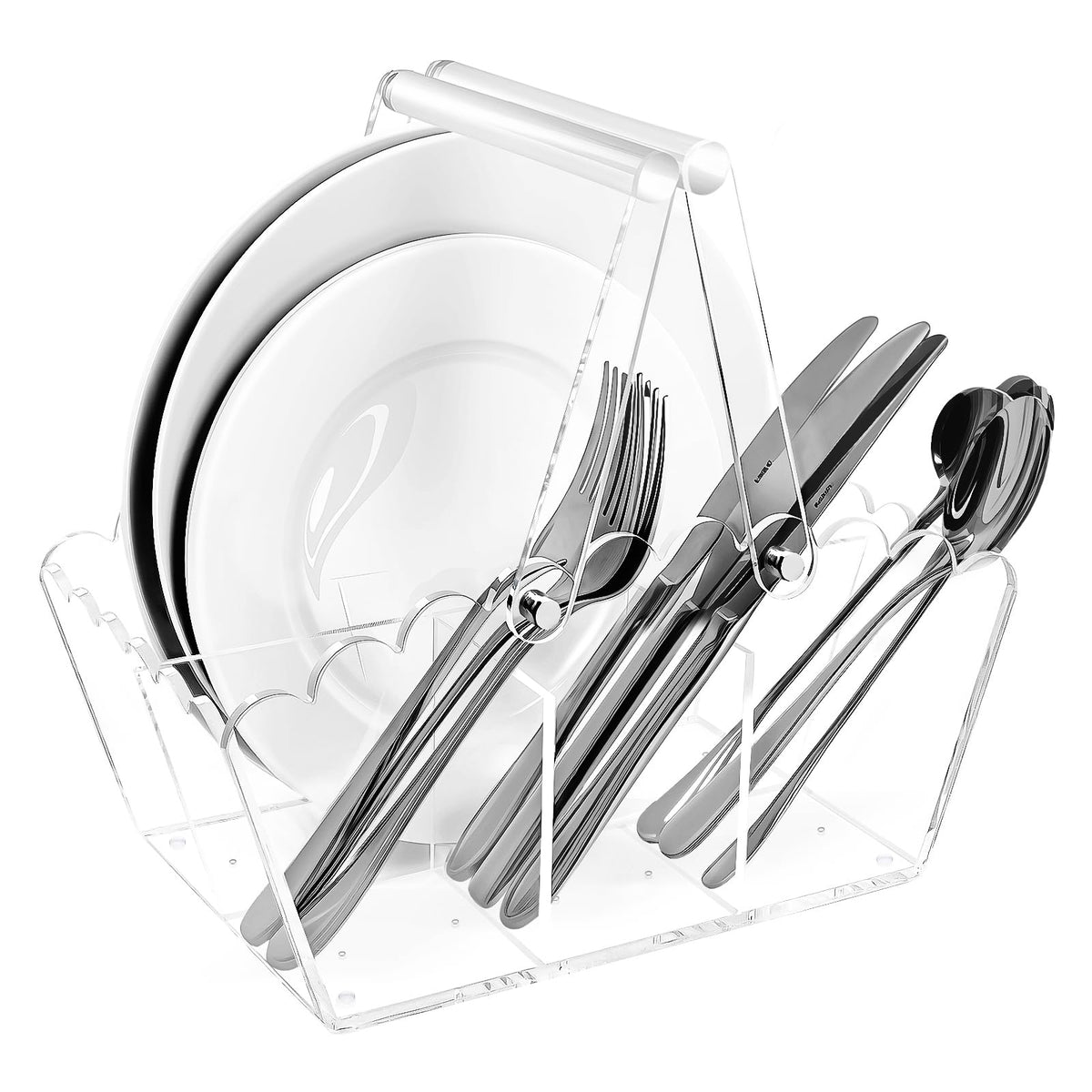 Acrylic Utensil Caddy.Silverware Organizer For Picnic Party