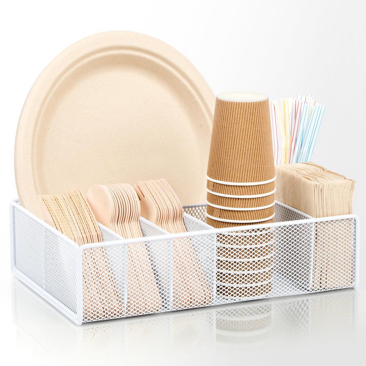Utensil Caddy for Party - Paper Plate Holder ,Silverware Caddy Black