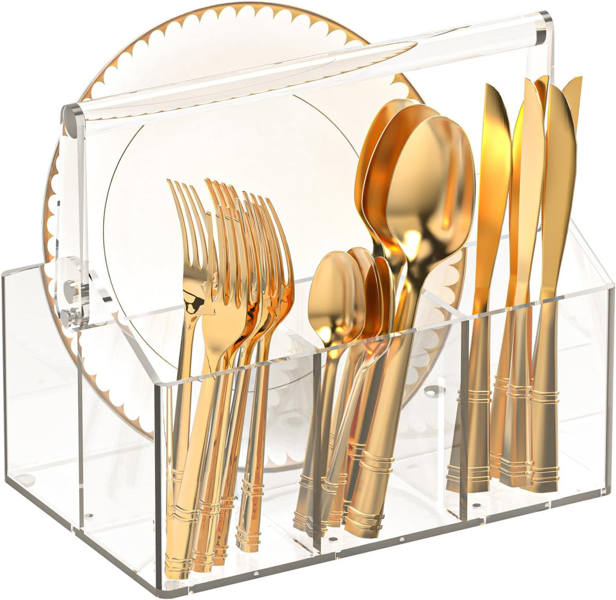 Acrylic Utensil Caddy.Silverware Organizer For Picnic Party