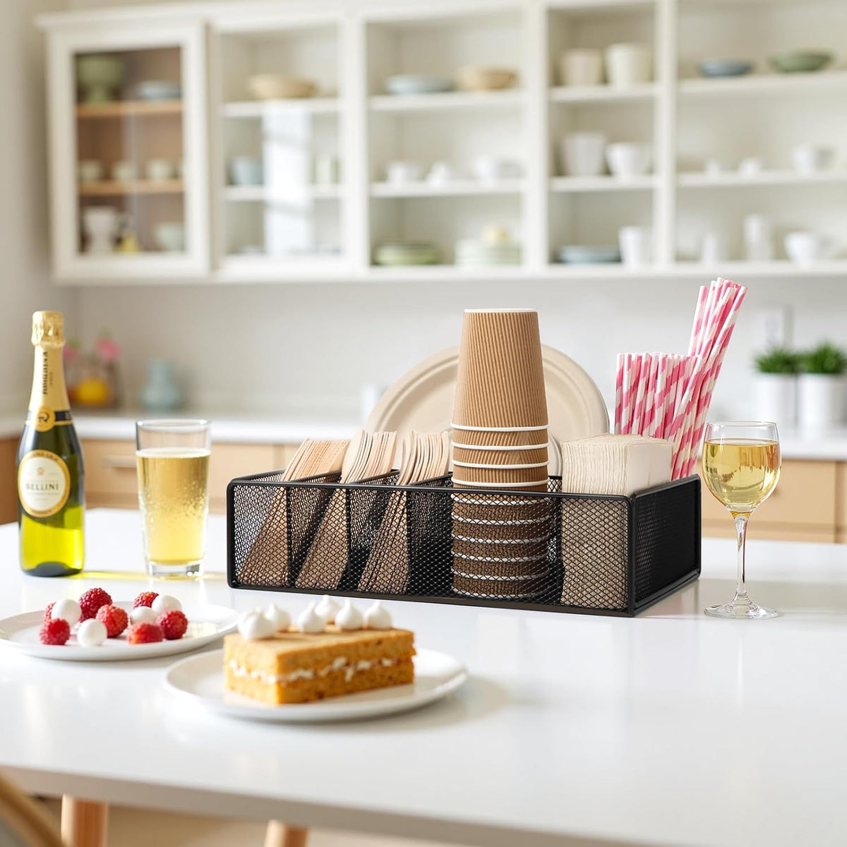 Utensil Caddy for Party - Paper Plate Holder ,Silverware Caddy Black