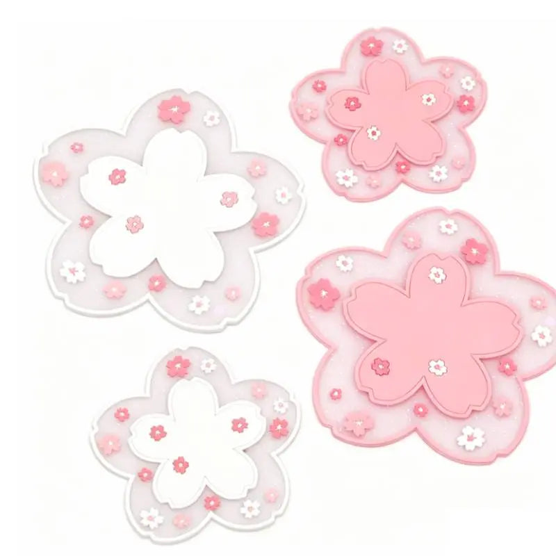 4-Piece Cherry Blossom Coasters, Tableware, Heat-Resistant, Anti-Scald, Spring-Themed, Hangable, Non-Slip, Desk & Office Decor, Various Sizes, Coaster Set, Coasters For Drinks