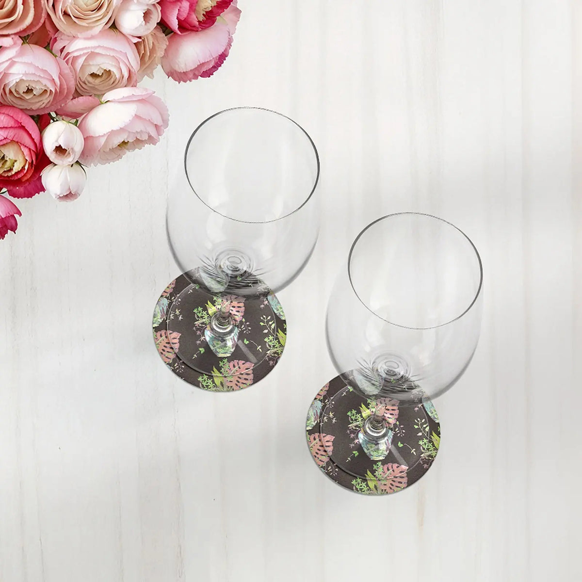 Monkey Small Jungle Vegan Leather Round Coasters