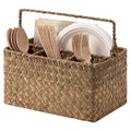StorageWorks Wicker Silverware Caddy for Party, Rattan Utensil Holder