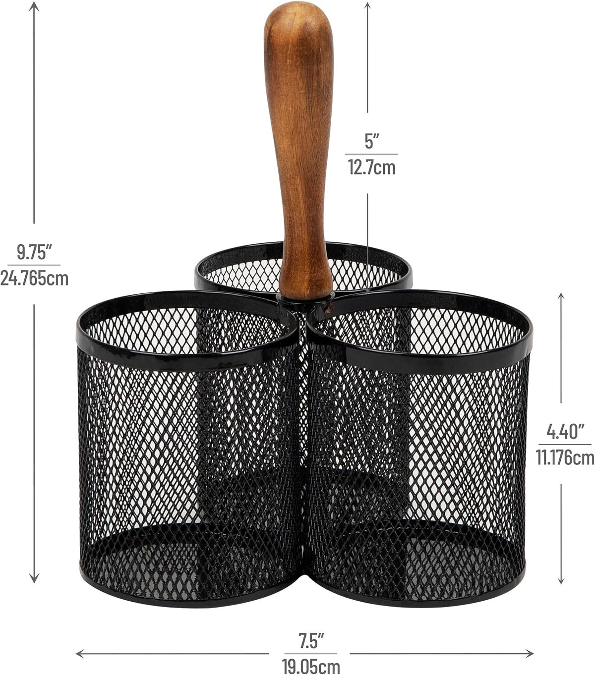 Mind Reader Utensil Holder, Silverware Organizer, Caddy, Cutlery Holder, Kitchen, Metal Mesh, 7.5"L x 7.5"W x 9.75"H, Black