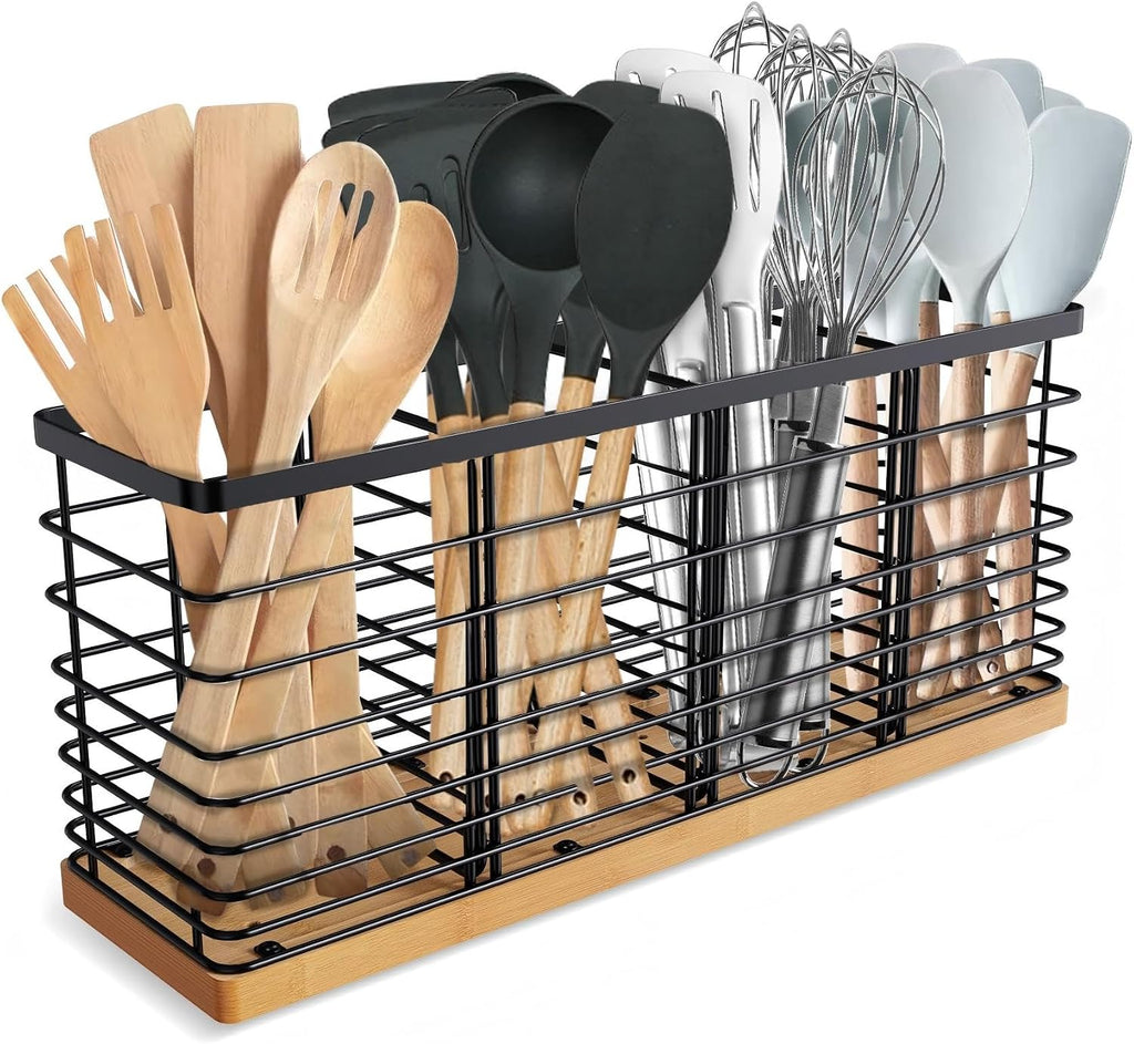 Suli Extra Large Kitchen Utensil Holder Countertop with Removable Divider