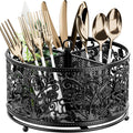 YIUKEA 360° Rotating Flatware Caddy - 4 Compartments Metal Mesh